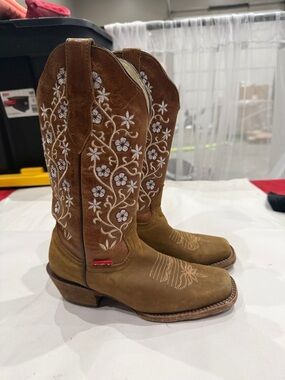 Corral Brown and Cream Western Embroidered Leather Boots